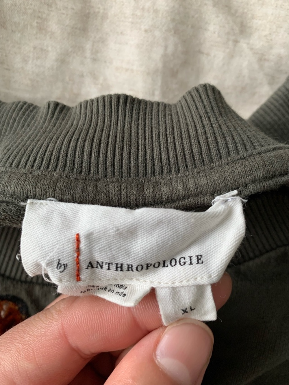 Anthropologie floral appliqué Moss cotton Embroidered Sweatshirt size XL - Picture 10 of 12